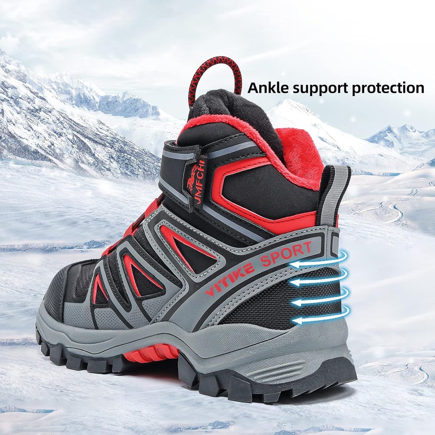 JMFCHI Kids Hiking Boots Boys Girls Outdoor Walking Climbing Sneaker Comfortable Non-slip Snow Shoes Hiker Boot Antiskid Steel Buckle Sole