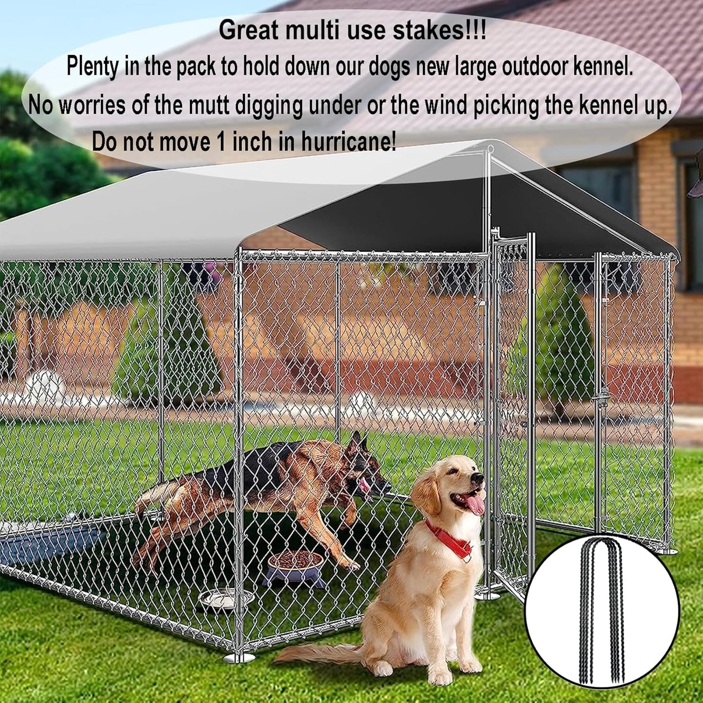 12 Inch Trampoline Wind Stakes Heavy Duty U Shaped Stakes for Ground, Trampoline Tie Down Anchor Kit for Swing Set, Camping Tents and Soccer Goal, Black Rebar Anchors (10)