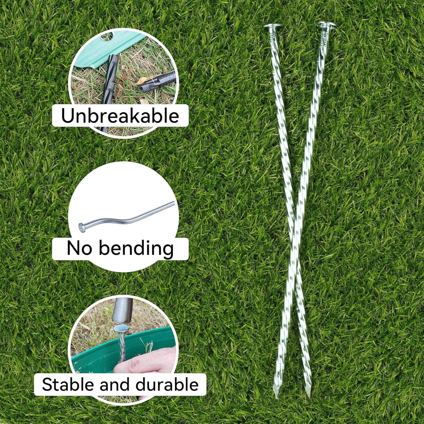 12-Inch Spiral Landscape Stakes, 25 Pcs Galvanized Metal Anchoring Spikes for Paver Edging, Artificial Turf, Weed Barrier, Bright Spike