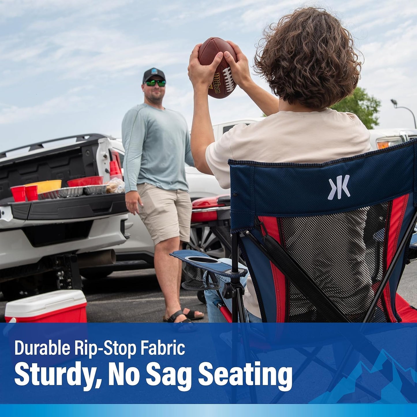 Kijaro Dual Lock Pro NFL Sports Fan Folding Chair, 26" L x 35.5" W x 37" H, New England Patriots