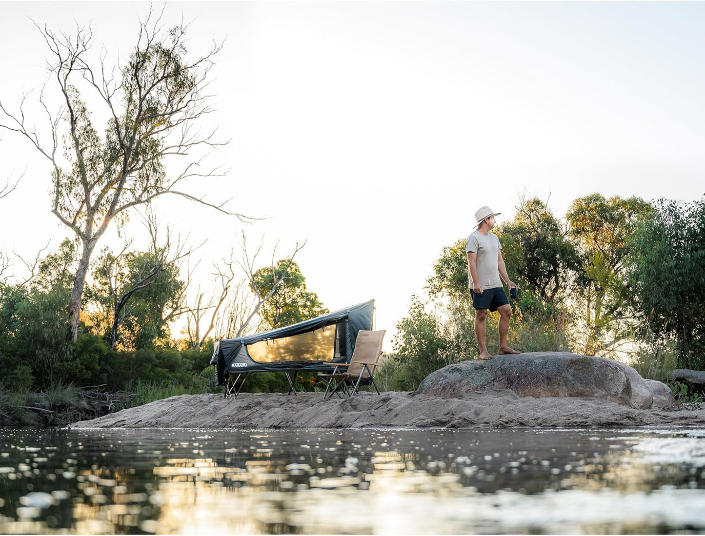 Kakadu Camping Tent Cot, 1 Person, 1 Minute Easy Setup, Folding, Compact, Elevated Tent with BlockOut Rain Fly, Awning Poles, Ultra-Fine Mesh Windows, and Carry Bag