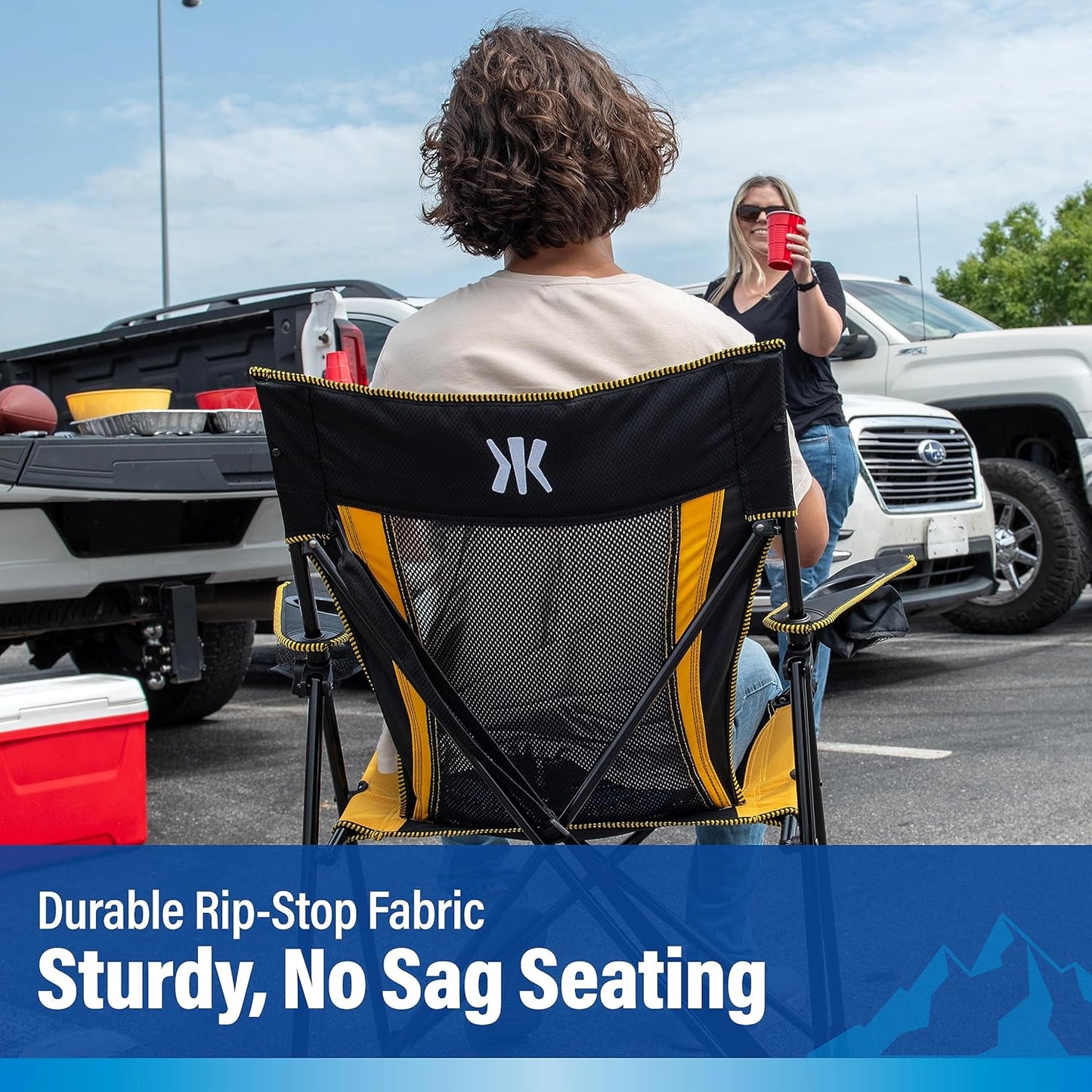 Kijaro Sports Fan Folding Chair, 26" L x 35.5" W x 37" H, Pittsburgh Steelers