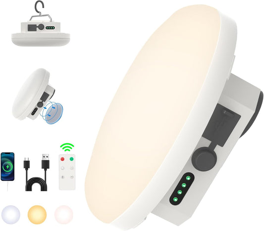 10000mAh Rechargeable Hanging Tent Light with Magnet, 30W 4000LM LED 3 Color Lighting Modes (Remote) Camping Lantern, Portable IPX5 Waterproof LED Flashlight for Emergency & Gift