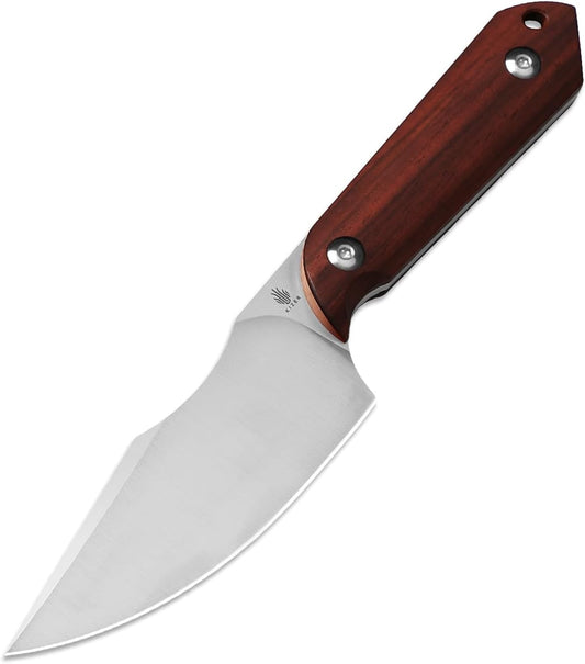 Kizer Harpoon Fixed Blade Knife with Sheath, 3.84” Nitro V Blade Hunting Knife with Red-sandalwood Handle, Camping Fixed Blade EDC Knives for Hiking, Survival 1040M3