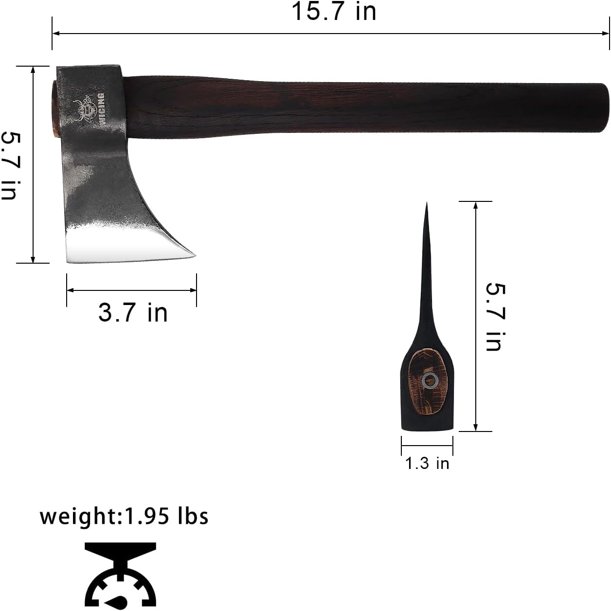 15.7" Competition Axes, 1065 Manganese Steel Throwing Hatchet, Beech Wood Handle for Axe Throwing