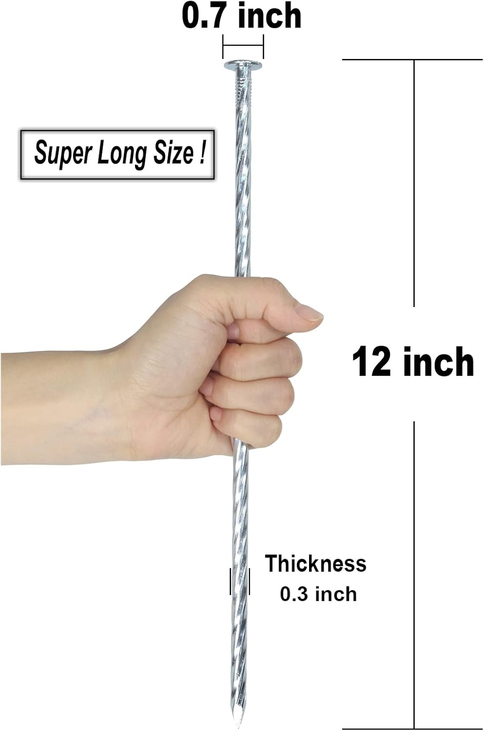 12 Inch Galvanized Landscape Stakes Metal Landscape Edging Anchoring Spikes, Landscape Anchoring Stake for Artificial Turf, Paver Edging, Weed Barrier, Tent, Camping, Carpentry (25)