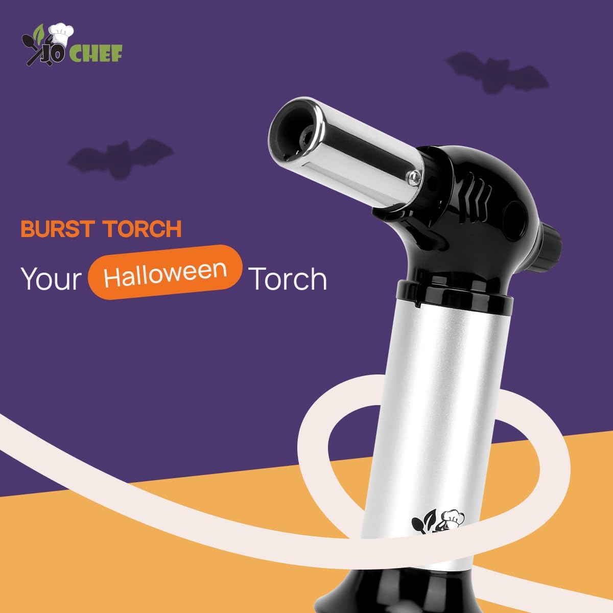 Jo Chef Kitchen Torch with Butane Included – Refillable butane torch Lighter with Safety Lock & Adjustable Flame, Culinary Blow Torch for Cooking, Creme Brulee and Soldering 2 Cans (3.38oz) Included