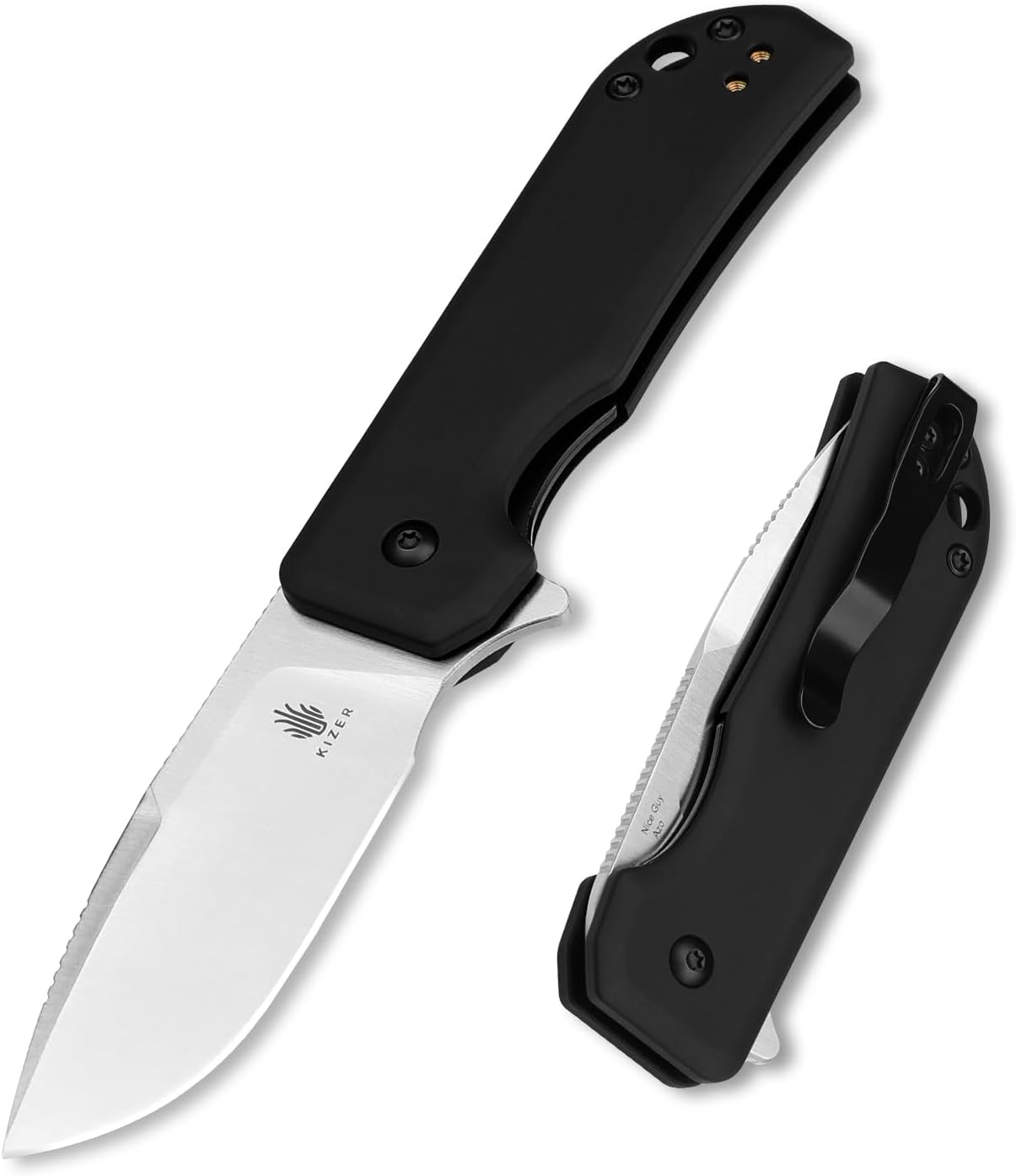 Kizer Nice Guy Pocket Folding Knife, 2.84" Nitro V Blade, Lightweight Sharp Camping and Hiking Knife, Tough Aluminium Handle, Liner Lock Flipper Knives V3011A2