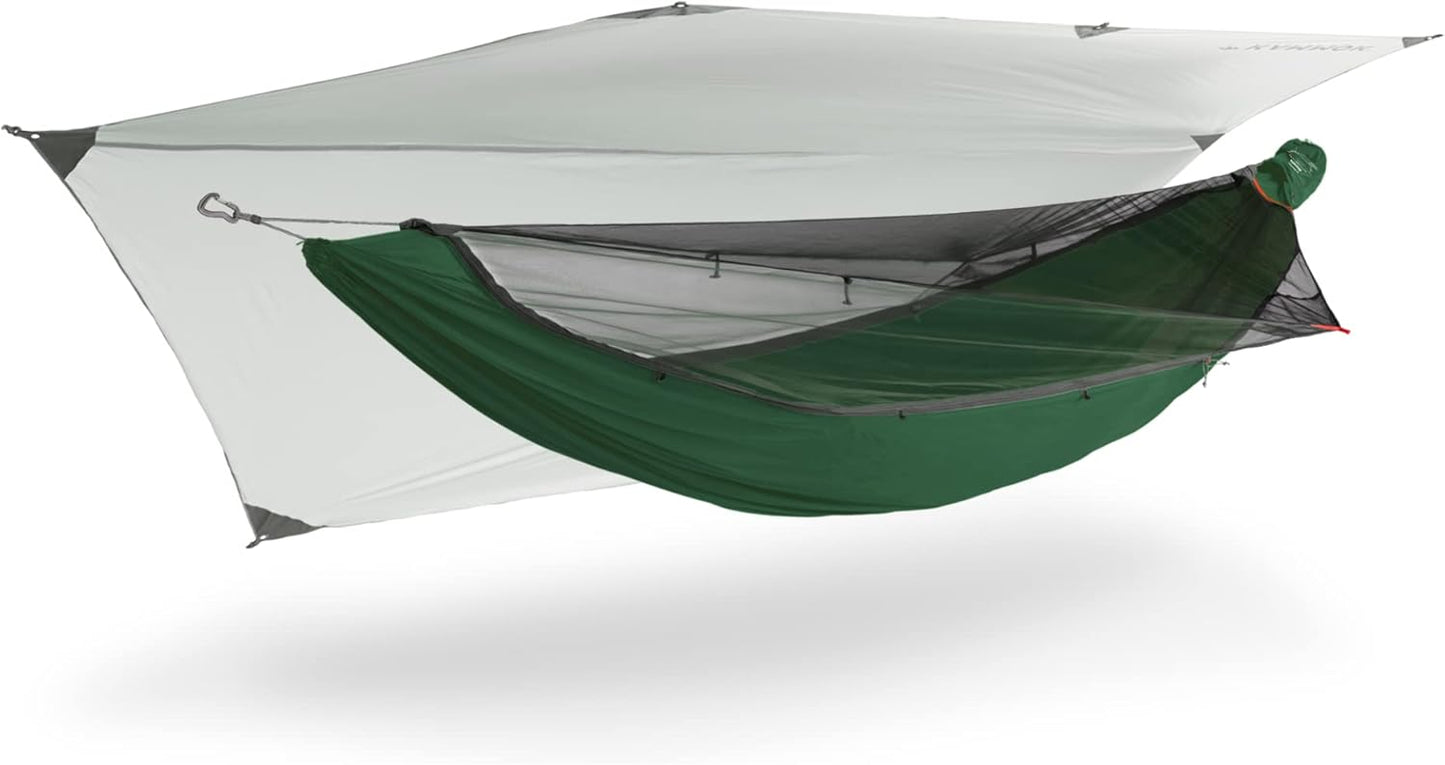 KAMMOK Mantis Hammock, All Seasons, Mosquito Net, Storage Bag, Camping, Outdoor Activities - Pine Green