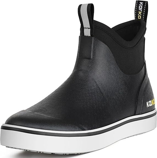 Kalkal Men's Deck Boots, Waterproof Fishing Rain Boots with High Traction, Men's Rubber Boots For Gardening Fishing Boating Camping Sailing