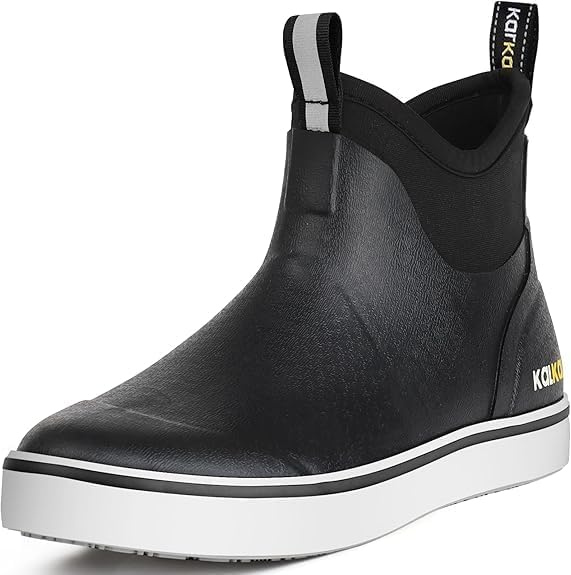 Kalkal Men's Deck Boots, Waterproof Fishing Rain Boots with High Traction, Men's Rubber Boots For Gardening Fishing Boating Camping Sailing