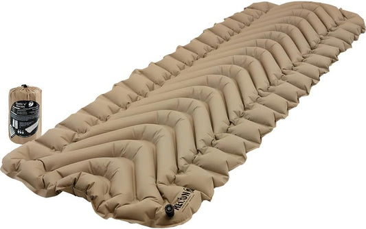 Klymit Static V Inflatable Sleeping Pad for Camping, Lightweight Hiking and Backpacking Air Bed, 3 Inch Thick, Coyote Sand