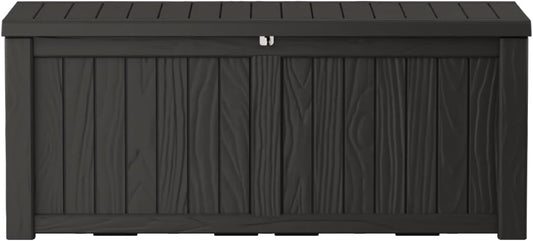 150GAL Black Large - Capacity Outdoor Deck Box with Lockable Compartment - Waterproof, SGS - Protected Against UV, Ideal for Storing Large Patio Furniture Sets and Seasonal Decor, Hassle