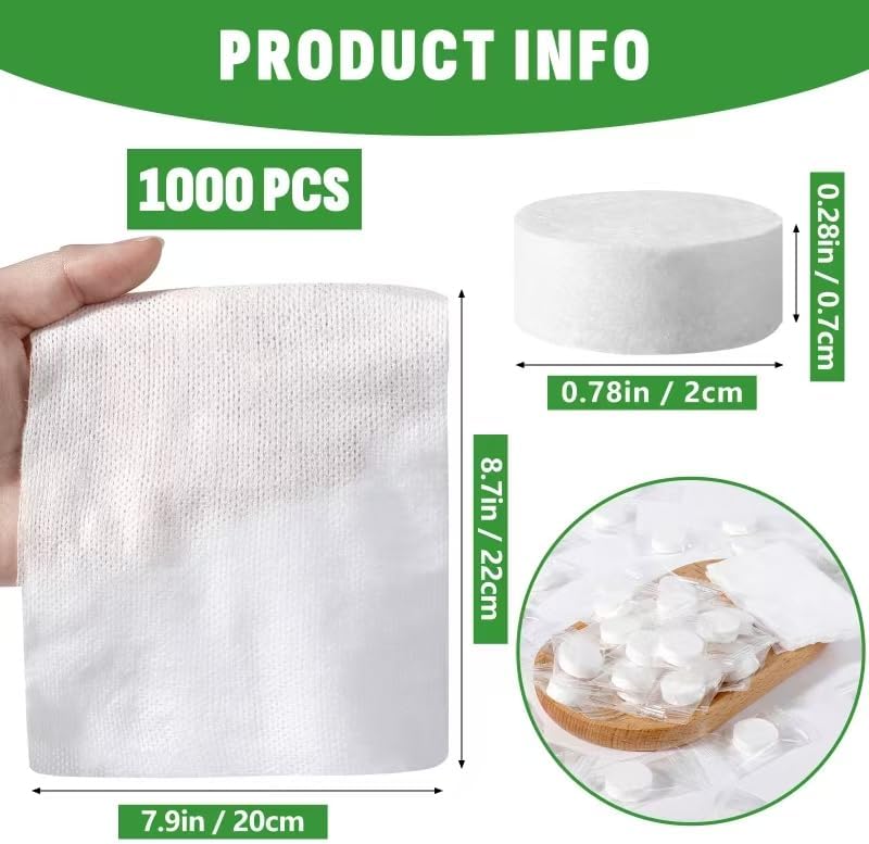 1000 PCS Compressed Towel, Mini Compressed Towel Tablets, Disposable Compressed Face Towels, Camping Towel, Portable Bulk Compressed Coin Tissues for Home, Travel, Outdoor Sports