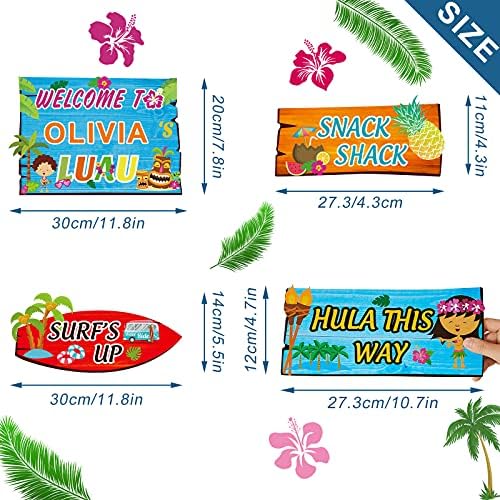 Jetec 20 Pieces Luau Party Welcome Sign, Tropical Hawaiian Summer Themed Party Decorations Hawaiian Welcome Sign Front Door with 4 Sheet Stickers