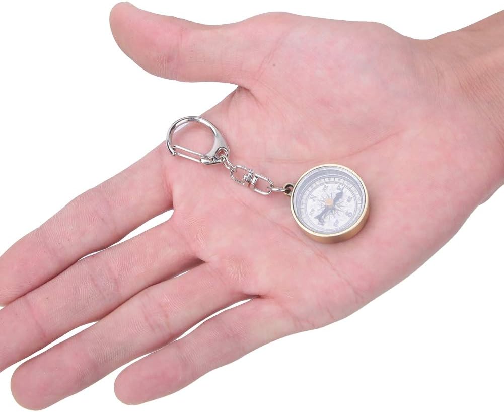 Keychain Compass, Pack of 2 Vintage Style Zinc Alloy Pocket Compass Navigation Tool for Outdoor Camping Hiking