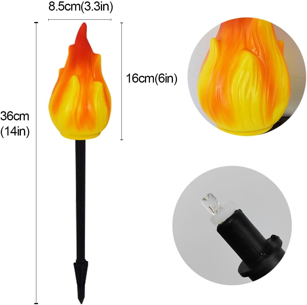 1 Solar by 4 Flame Lamps, Outdoor Courtyard Atmosphere Camping Light, Waterproof Ground Inserting Décor Lights (4 Flame Lamp)