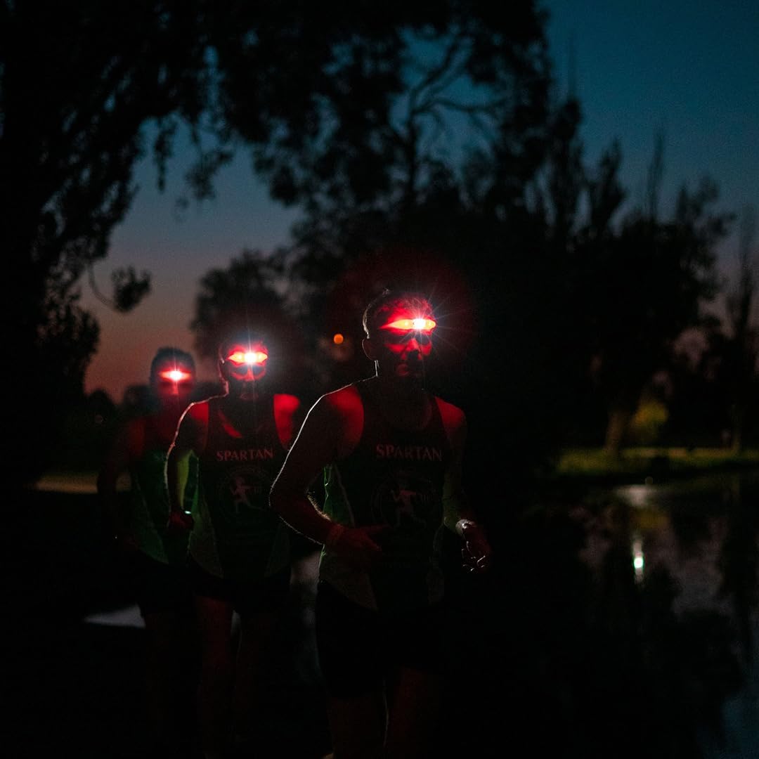 KNOG Bandicoot Run 250 USB Rechargeable LED Headlamp - Bright 40m Beam, Red Halo Mode, IP67 Waterproof Camping Headlamp - Comfortable Anti-Odor Silicone Strap for Running, Coral
