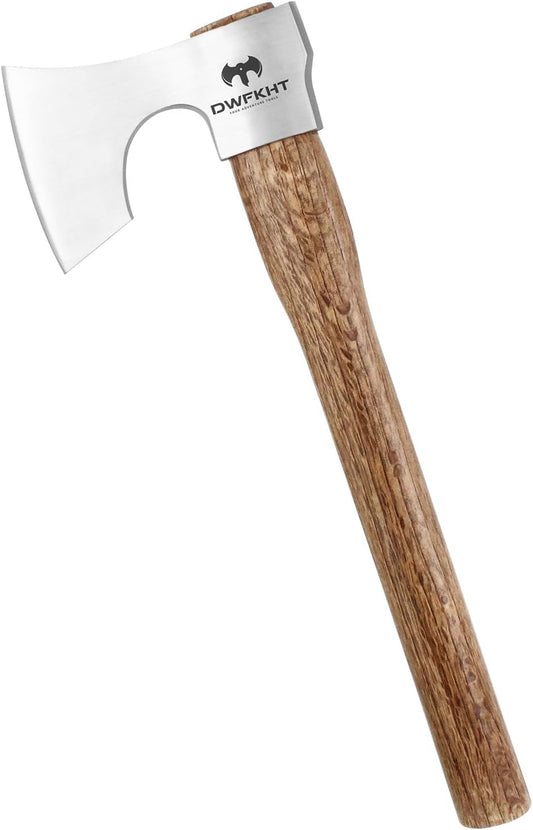 16.5" Throwing Axe, Throwing Hatchet with 1065 High Carbon Steel & Beech Wood Handle, Perfect for Axe Throwing Games, Competition and Recreation, Ideal Gift for Men (Silver Gray)