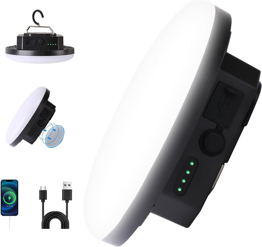 10000mAh Rechargeable Tent Light 3 Lighting Modes, 4000LM LED Portable Camping Lantern, IPX5 Waterproof, 30W Hanging Tent Light with Magnet, for Emergency & Gift