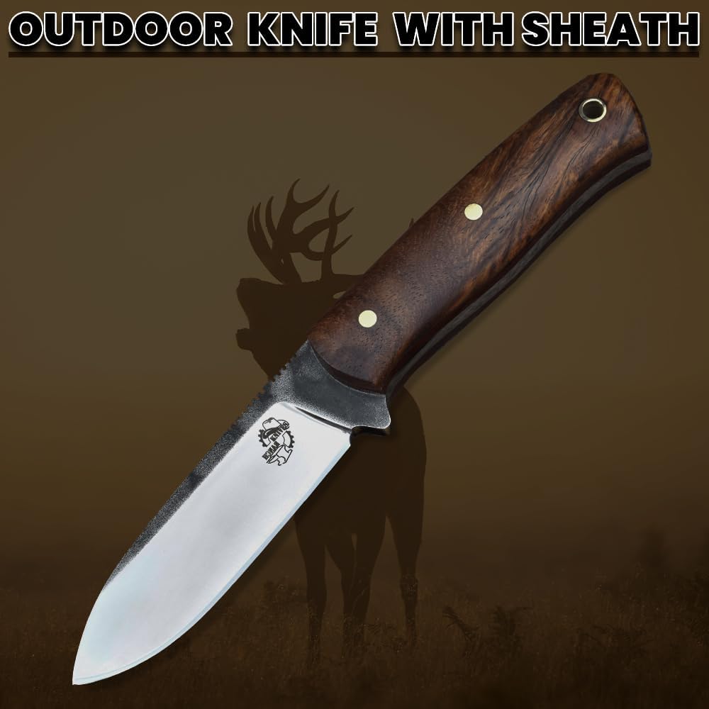 Knives Ranch Camper One | 8 inch horizontal Carry Bushcraft, Camping, Hunting & Outdoors Knife | High Carbon SS 440-C | 59 Hardness | Cowboy Style Dual Carry Sheath (Camper One 3090-SS-IRW)