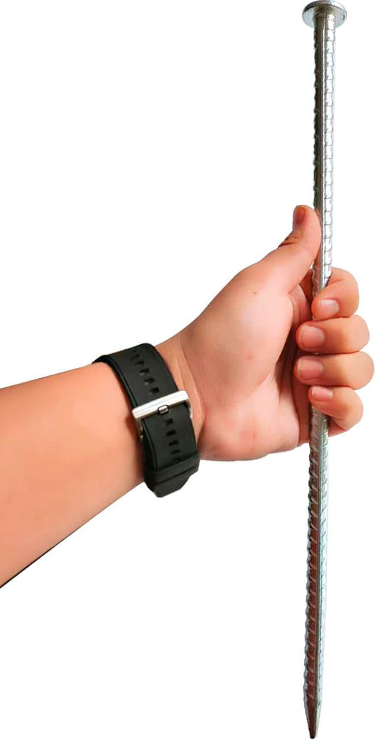 16 Inch Rebar Stakes 28 Pack - 0.5 Inch Diameter Threaded Galvanized Steel Ground Anchors - Heavy Duty Plant Support Garden Stake for Speed Bump, Wheel Stop, Tent Stakes