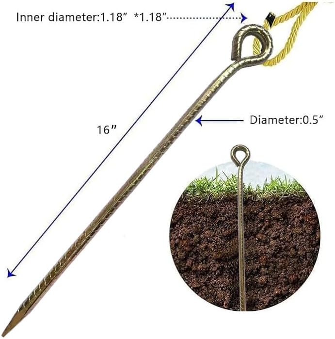 16 Inch Rebar Stakes ，Metal Stake Ground，Ground Anchor,Heavy DutyTent Stakes ，Baking Paint Metal Stakes ，Tent Stake,Ground Stakes ，0.5 Inch Diamete (16 Pack) ， Outdoor Travel