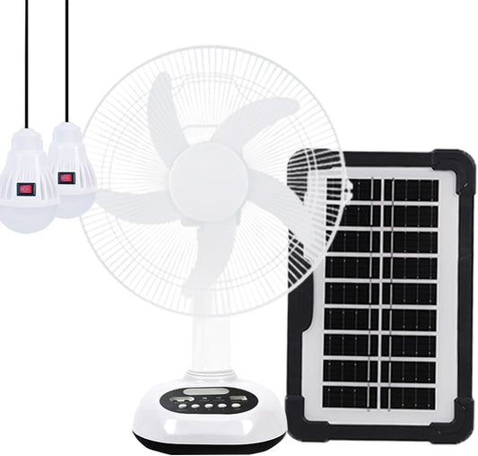 12 inch New Update Rechargeable Solar Powered Fan,14400mAh AC DC Portable Camping PowerBank 12 Inch Oscillating Tabletop Fan with Led Night Light for Home Office Outdoor Camping Tent Traving (1)