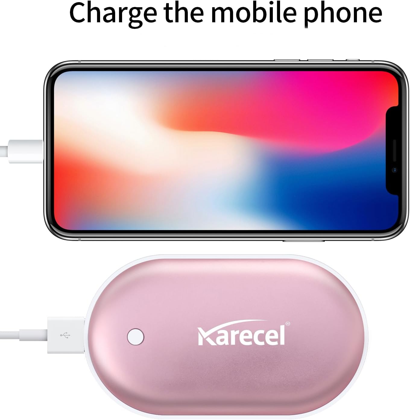 Karecel Rechargeable Hand Warmers 2 Pack, 10,400mAh Double Sided Heat Electric Hand Warmers Power Bank, Portable Pocket USB Heated Handwarmers, 4-inch Full-Surface Heat & Quick Charge, Men Tech Gifts