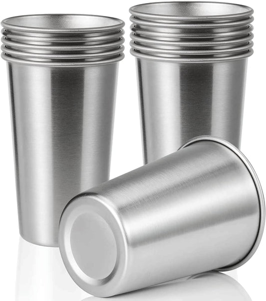 12 Pack 24oz Stainless Steel Pint Cup,Healthy Unbreakable and Stackable,Metal Drinking Glasses