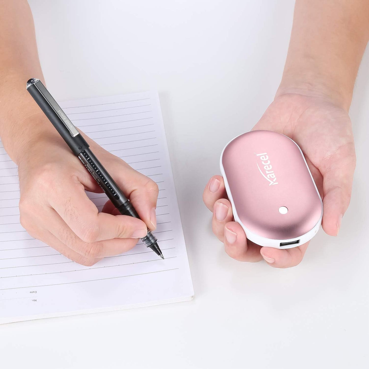 Karecel Rechargeable Hand Warmers 2 Pack, 10,400mAh Double Sided Heat Electric Hand Warmers Power Bank, Portable Pocket USB Heated Handwarmers, 4-inch Full-Surface Heat & Quick Charge, Men Tech Gifts