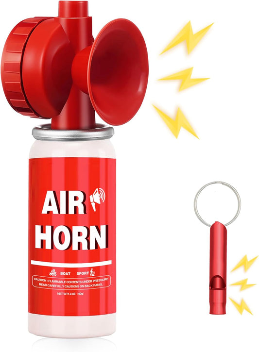 1.4oz Boat Air Horn, 130DB Heard Up to 0.5-Miles Away,Handheld Mini Marine Fog Horn Blow Horn Boat Accessories,Loud Bear Air Horns Can for Safety,Outdoor Alarms,Sporting Events,Red