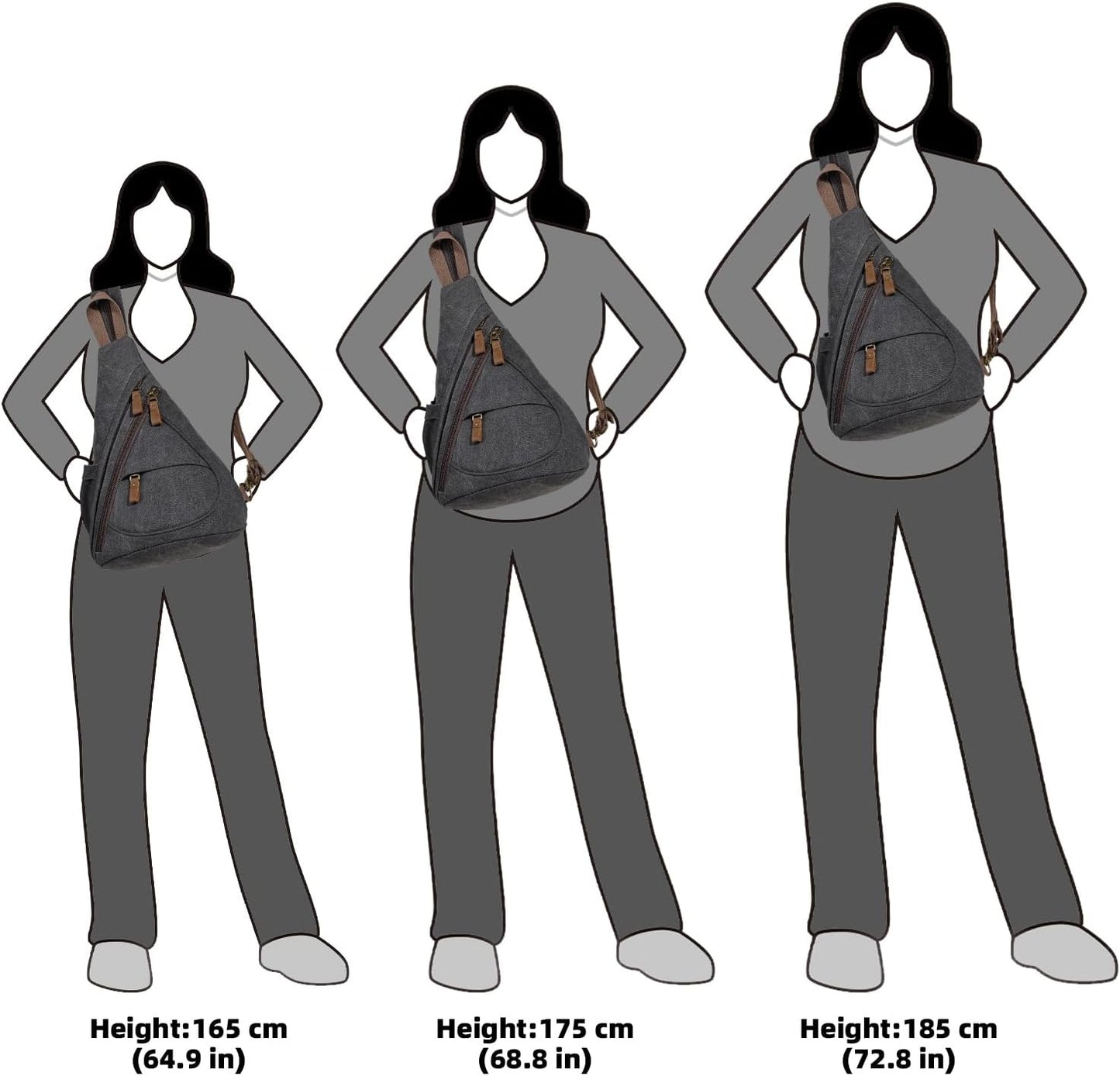 KL928 Canvas Sling Bag - Small Crossbody Backpack Shoulder Casual Daypack Rucksack for Men Women(Large Version)