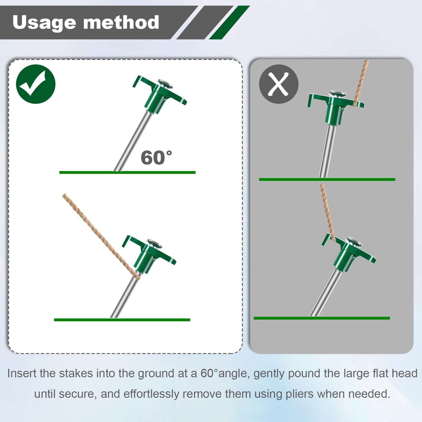 10PCS Tent Stakes Heavy Duty Camping Tent Stakes 7Inch Non-Rust Metal Tent Pegs with 10pcs Rubber Protective Sleeve (Green)