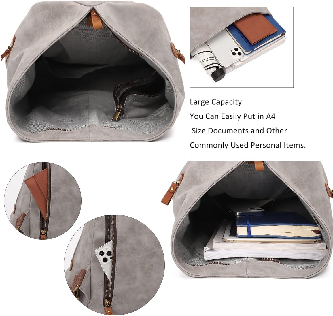 KL928 PU Leather Vintage Backpack – Large Casual Daypack Outdoor Travel Rucksack Hiking Backpacks for Men Women