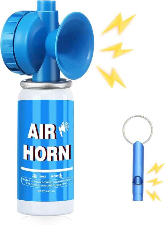 1.4oz Boat Air Horn, 130DB Heard Up to 0.5-Miles Away,Handheld Mini Marine Fog Horn Blow Horn Boat Accessories,Loud Bear Air Horns Can for Safety,Outdoor Alarms,Sporting Events,Blue