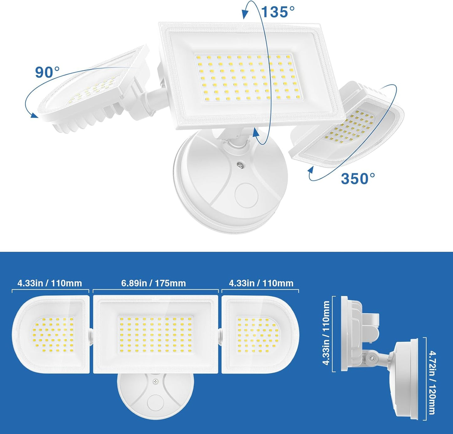 150W Flood Lights Outdoor Waterproof IP65, Exterior LED Floodlights with 3 Adjustable Heads, 15000LM Super Bright Security Lights Fixture, Outside Lights for House, Backyard 2 Pack