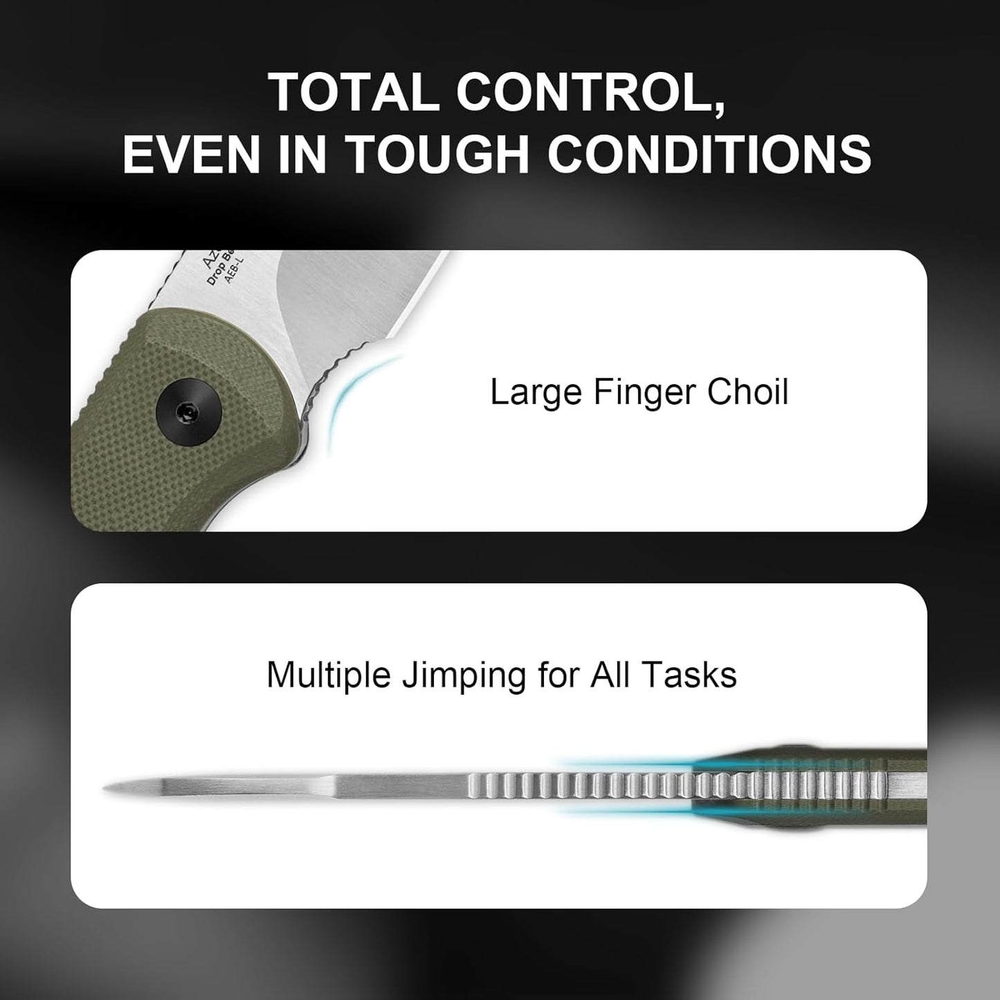 Kizer Drop Bear Fixed Blade Knife, 2.6" AEB-L Satin Blade EDC Camping Knife with Olive Green G10 Handle & Hidden Tools, Outdoor Full Tang Hunting Survival Knives with Adjustable Kydex Sheath 1093A1