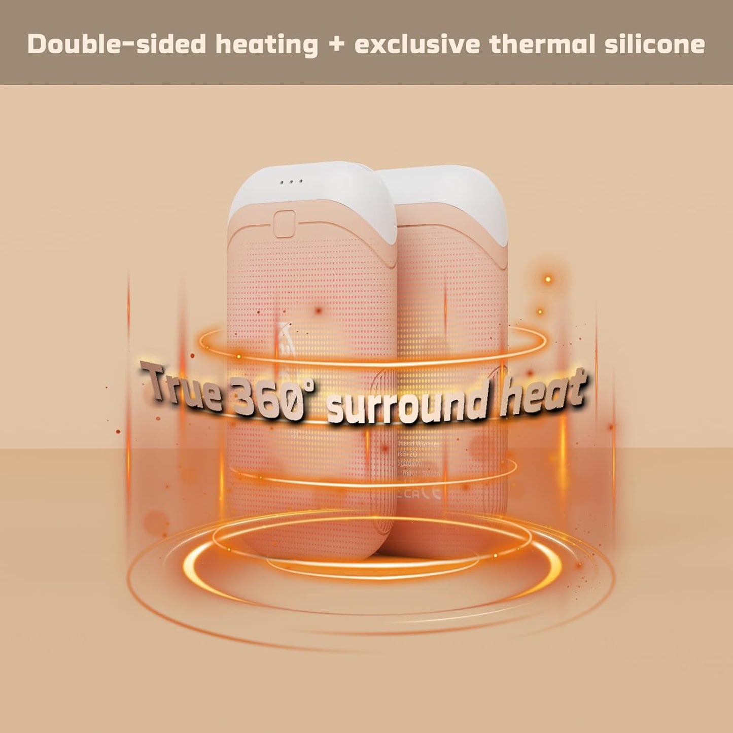 Karecel Hand Warmers Rechargeable 2 Pack, 10,000mAh Thermally Conductive Silicone Hand Warmers for 360° Double-Sided Heat, Portable Pocket-Sized USB Electric Handwarmer, Electronic Gifts for Men Women