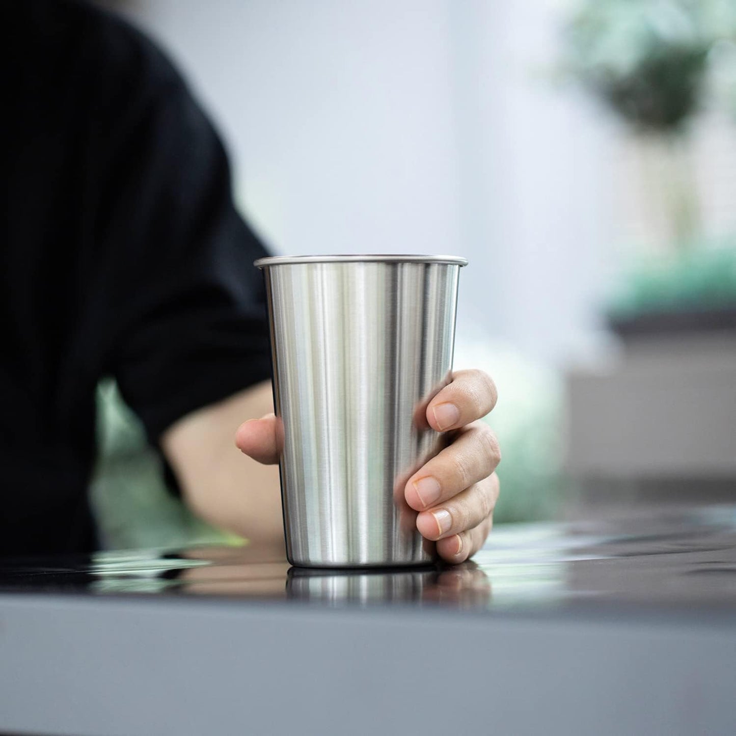 12 Pack 16oz Stainless Steel Pint Cup,Healthy Unbreakable and Stackable,Metal Drinking Glasses，Beer Glasses