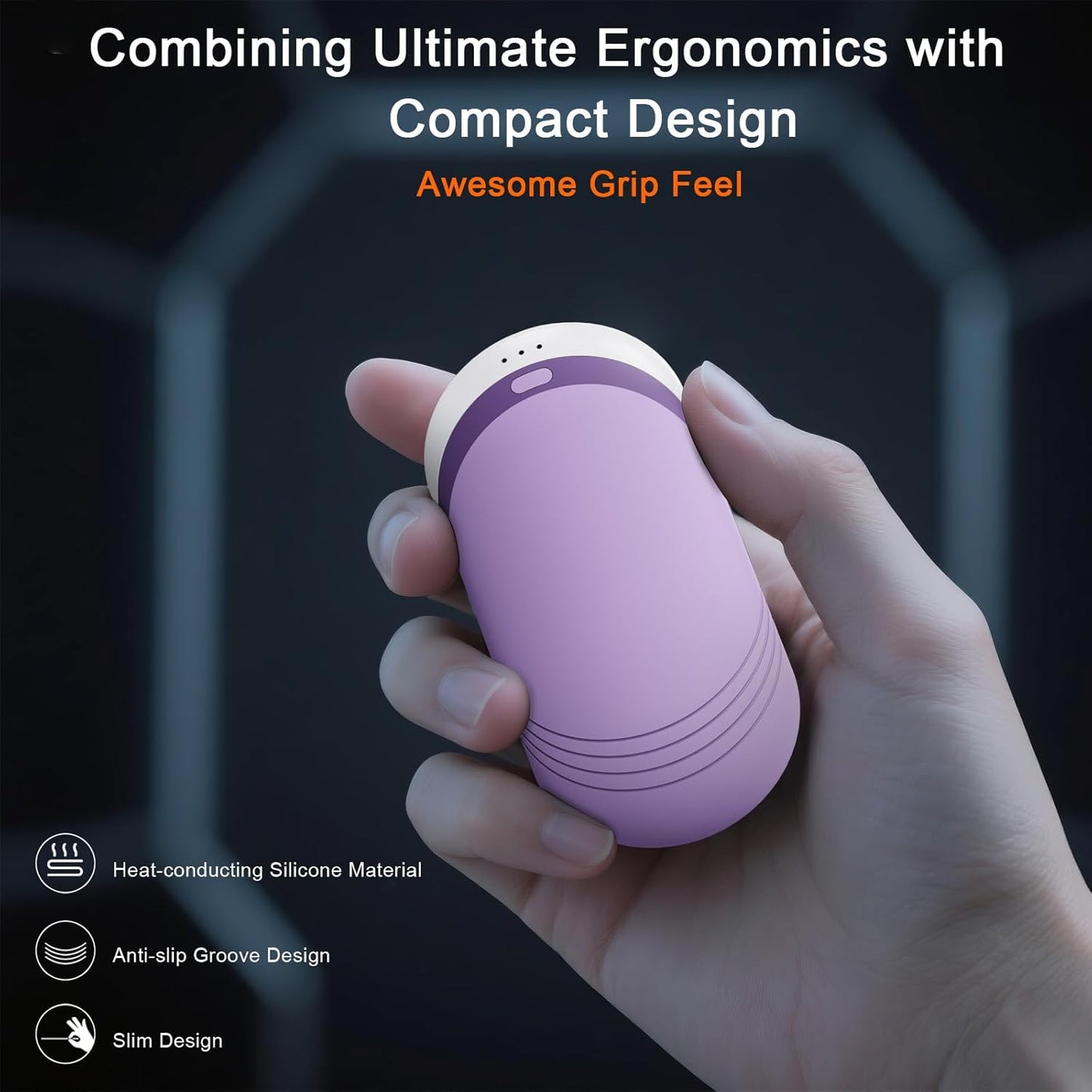 Karecel Thermally Conductive Silicone Rechargeable Hand Warmers 2 Pack, 6000mAh Double-Sided Heat AI Electric Hand Warmer, Portable Pocket Handwarmer, Fits in Gloves, Slim, Shockproof, Women Men Gifts