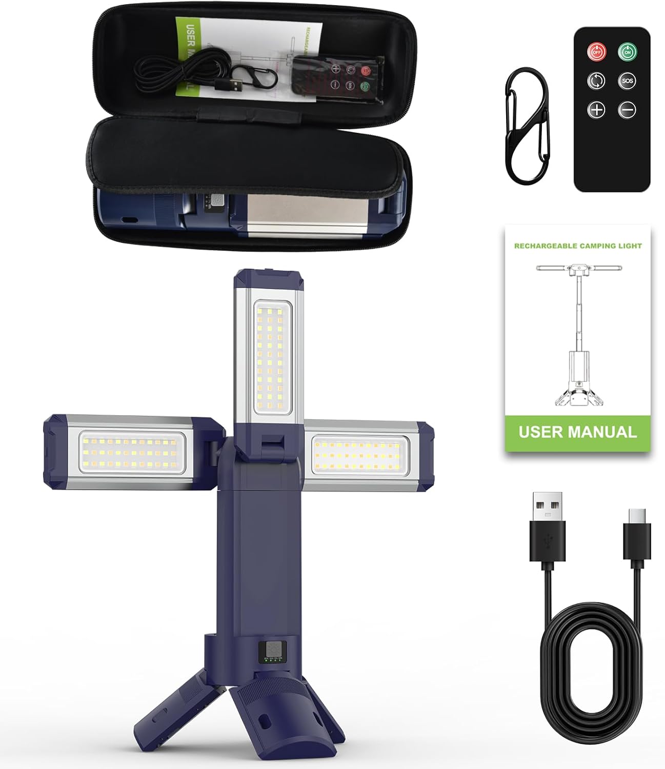 10000mAh Rechargeable 4000LM Camping Light Telescopic Camping Lantern , 270° Rotating Aluminum , Remote Control, Warm/White/Nature, Dimmable for Outdoor Camping, IP45 Waterproof,Portable Bag