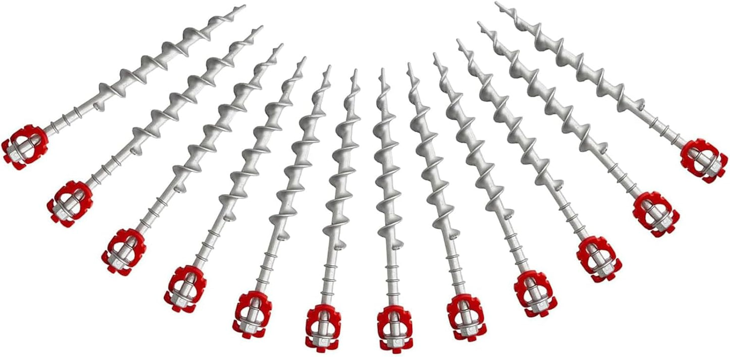 12 Pcs 12" Aluminum Ground Anchors, Tent Stakes Heavy Duty for Swing Set Anchors Screw in Kit for Tents, Canopies, Sheds,Amusement Facilities,Swing Sets Outdoor