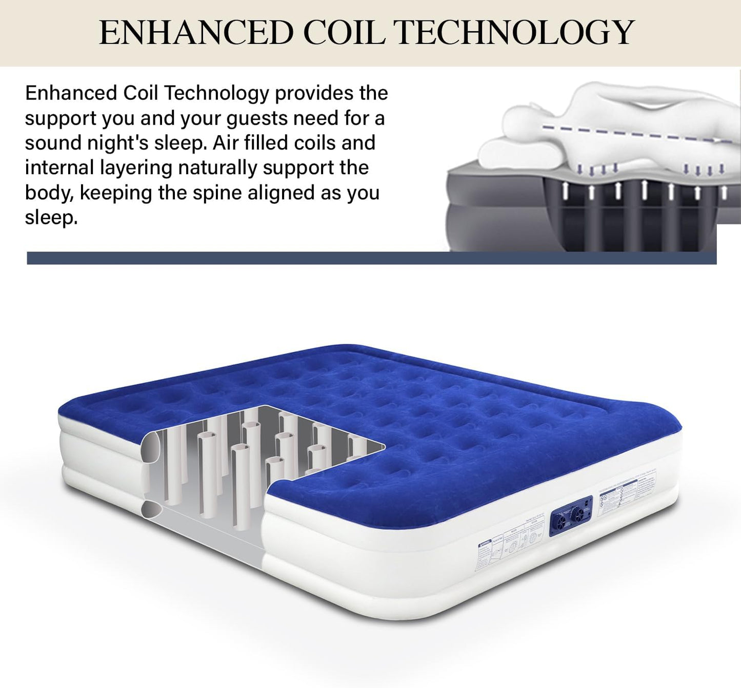 King Koil Luxury Cal King Air Mattress with Built-in Pump for Home, Camping & Guests - King Size Inflatable Airbed Luxury Double High Adjustable Blow Up Mattress, Durable Waterproof & Premium