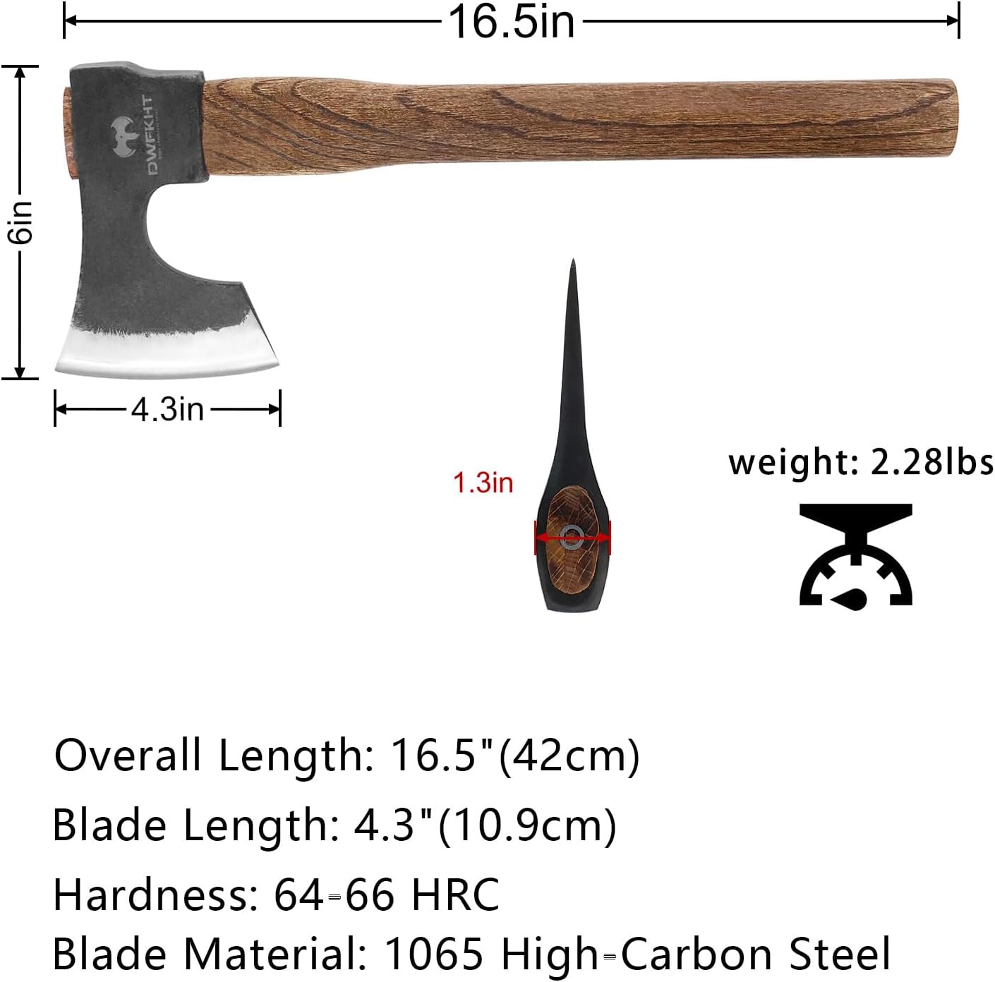 16.5" Throwing Axe, 3 Pack Throwing Axe Set with 1065 High Carbon Steel & Beech Wood Handle, Perfect for Axe Throwing Games, Competition and Recreation, Ideal Gift for Men (Black)