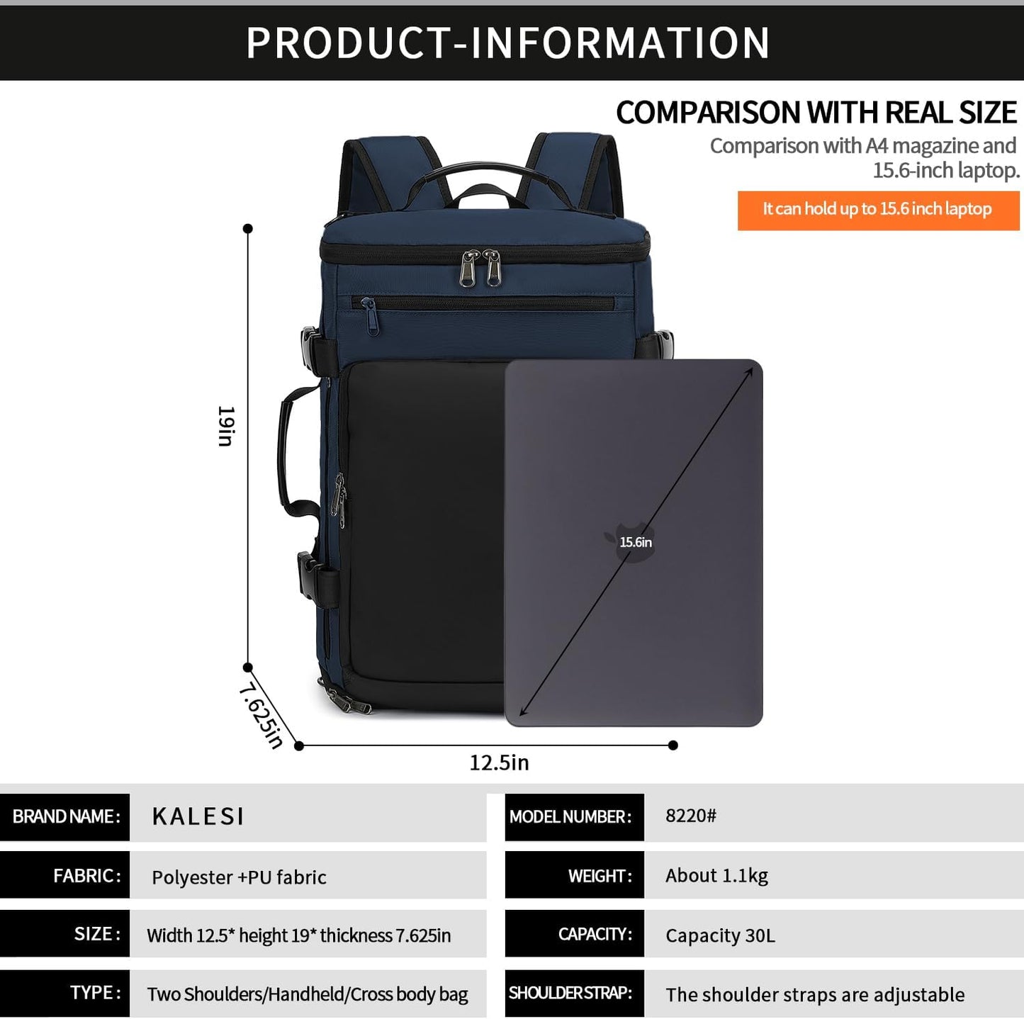 Kalesi Gym Duffle Bag Backpack 4-Way Waterproof with Shoes Compartment for travel Sport Hiking laptop