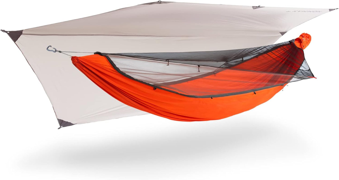 KAMMOK Mantis Ultra Light Hammock, All Seasons, Mosquito Net, Storage Bag, Camping, Outdoor Activities - Ember Orange