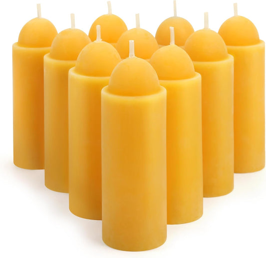 10 Packs Natural Beeswax Candles Compatible with Candle Lanterns, 12-Hour Long Burn Time Emergency Candles, Lantern Candle for Camping, Survival, Power Outages