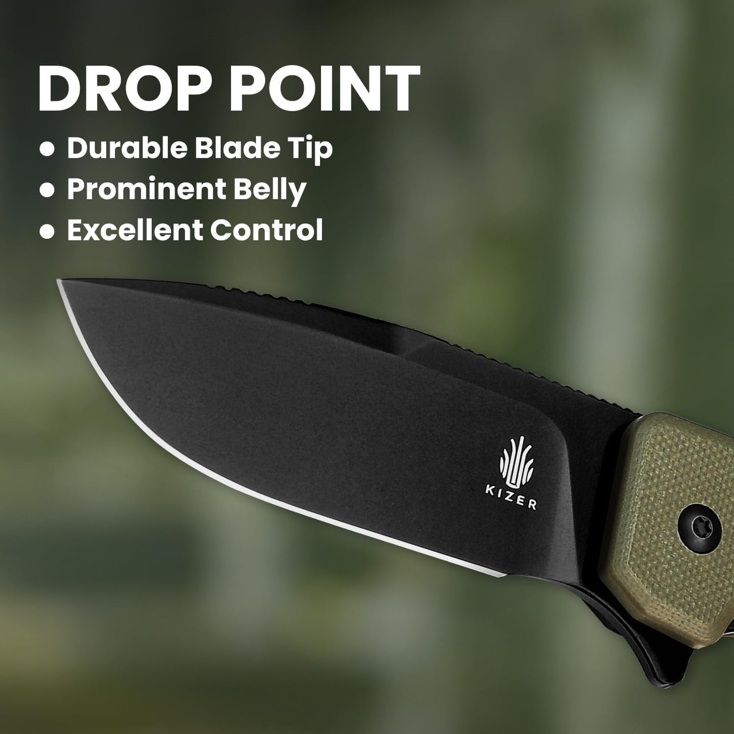 Kizer Nice Guy Folding Knife, 2.84" Nitro V Blade, Lightweight Camping and Hiking Knife, G10 Handle, Liner Lock Flipper V3011A1