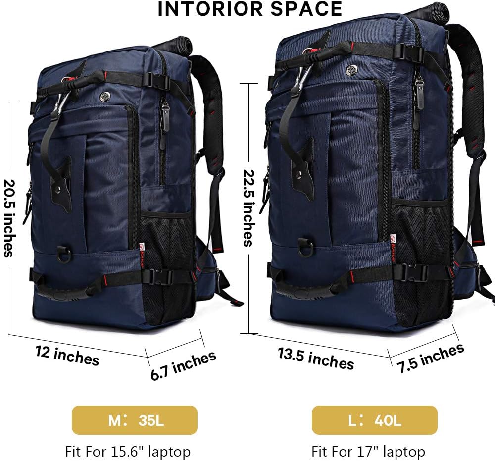 KAKA Travel Backpack, Carry On Backpack Durable Convertible Duffle Bag Fit for 15.6 Inch Laptop for Men and Women(Medium 35L)